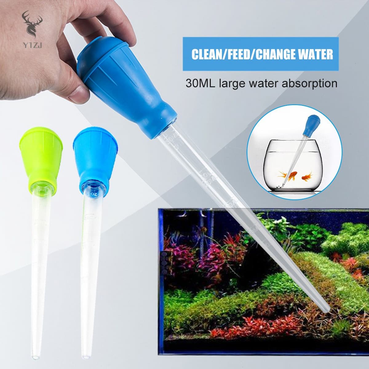 Cây bóp hút phân cá ống hút cặn hồ cá nhựa mica cho cá ăn artemia