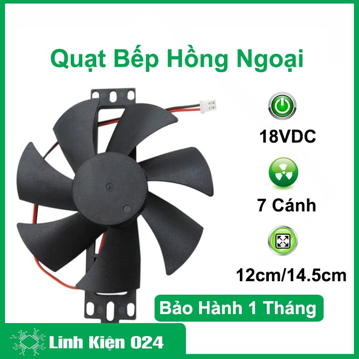 Quạt bếp hồng ngoại 18VDC 12cm / 14.5cm làm mát, tản nhiệt bếp, bảo hành 1 tháng