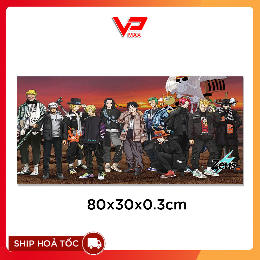 Bàn di chuột, lót chuột dài to 80 x 30cm 3ly One Piece Zoro cực đẹp dày dặn