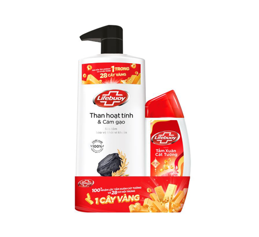 Sữa tắm Lifebuoy Detox Than cám gạo 800g tặng sữa tắm 200g