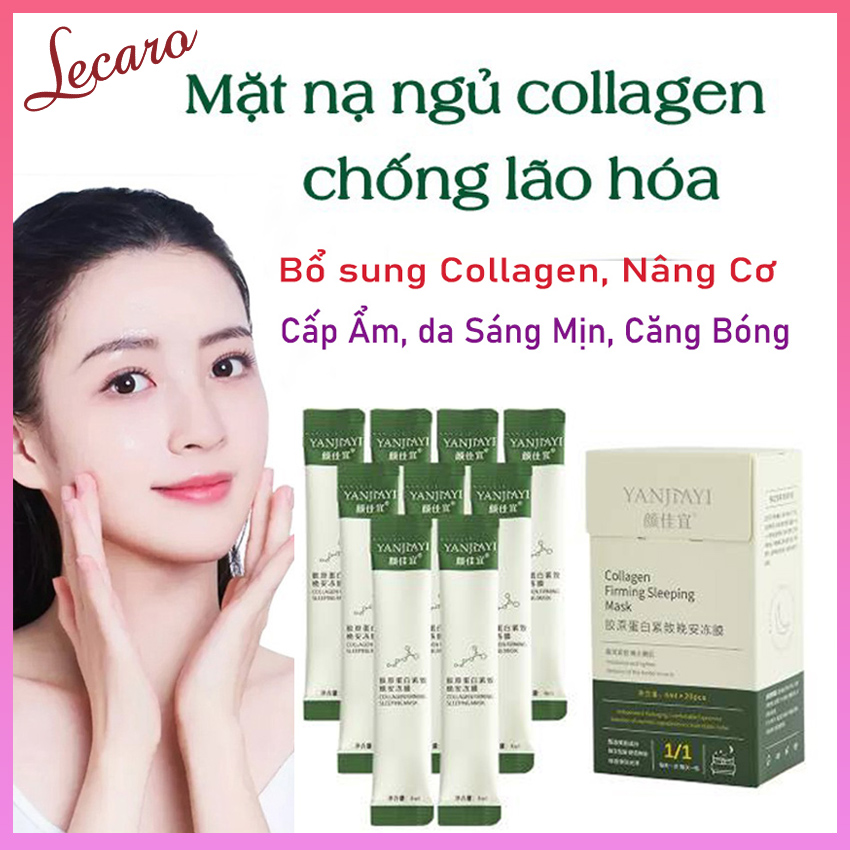 [10 Gói] Mặt Nạ Ngủ Collagen LECARO, Mặt Nạ Thạch Collagen Nâng Cơ Mặt, Cấp Ẩm, Dưỡng Da Sáng Mịn, Tái Tạo Làn Da, Chống Lão Hóa, Làm Trắng Da Mặt, Phù Hợp Với Mọi Loại Da, LECARO STORE