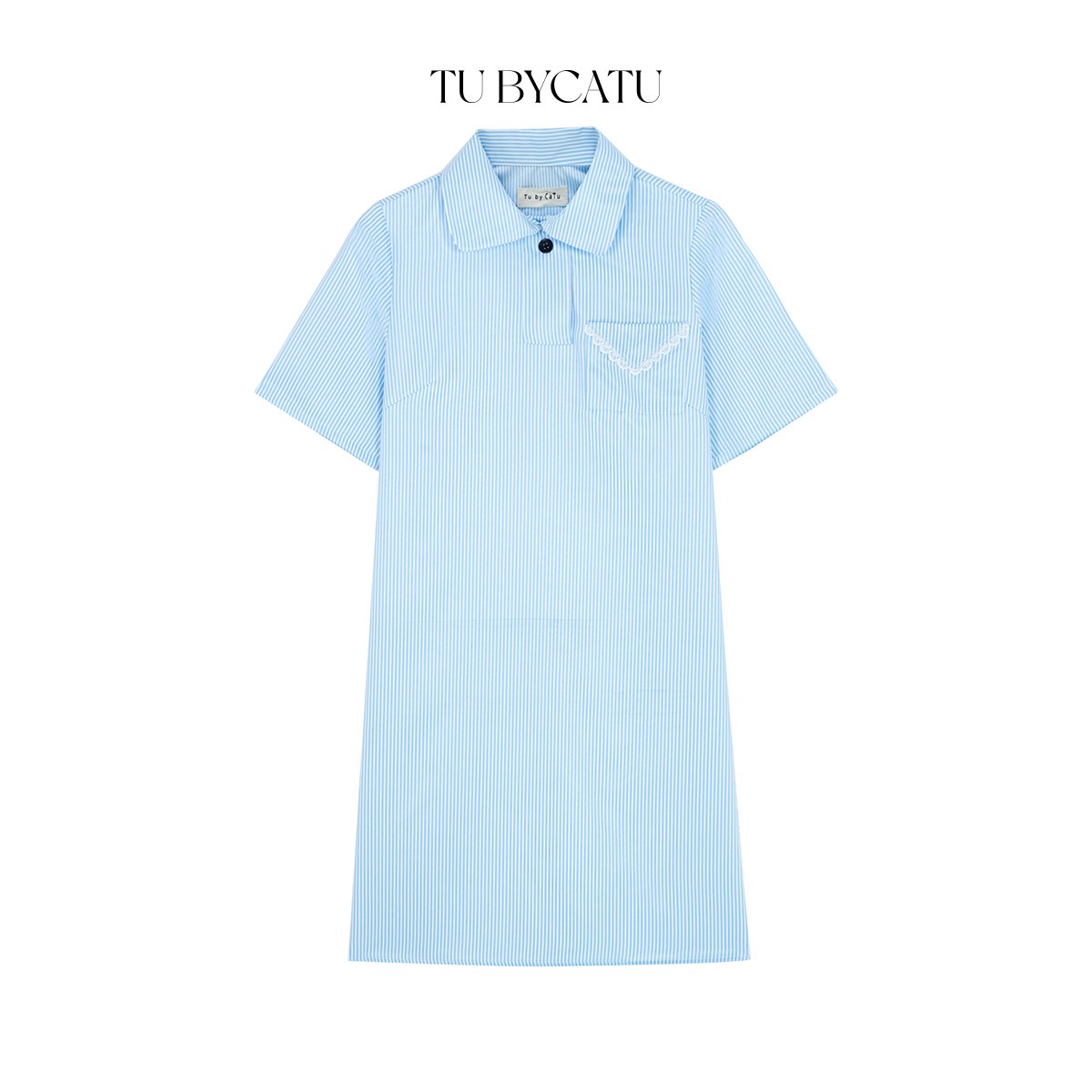 Tubycatu | đầm sơ mi sọc túi ngực
