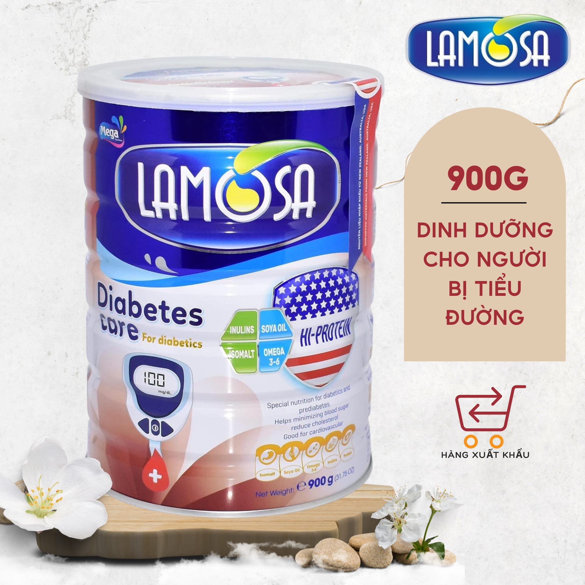 Sữa y tế Dinh Dưỡng Cho Người Tiểu đường Lamosa DIABETES CARE 900G hàng xuất khẩu