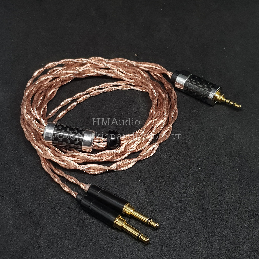 Dây tai nghe đồng 7nocc litz 23awg tết 4 1.25mm - hifiman dual 3.5mm - ananda arya susvara sundara