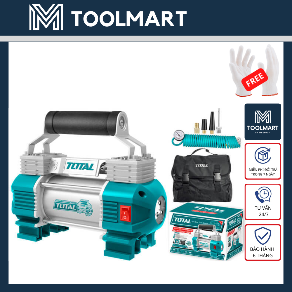 12v máy bơm hơi lốp xe ô tô total - ttac2506 - hàng chuyên dụng, sử dụng tiện lợi