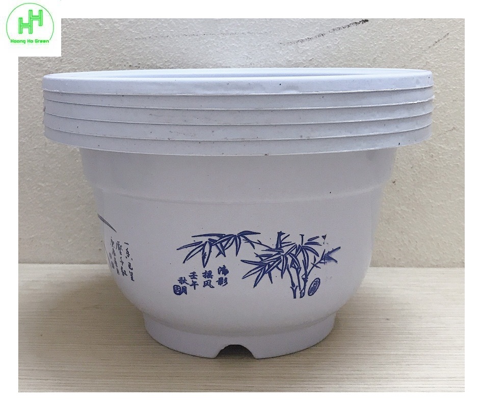 5 Chậu Nhựa Trồng Cây Hoa, Cây Cảnh A240x150 CN - Chậu nhựa giả Sứ hoa Xanh A240x150 CN
