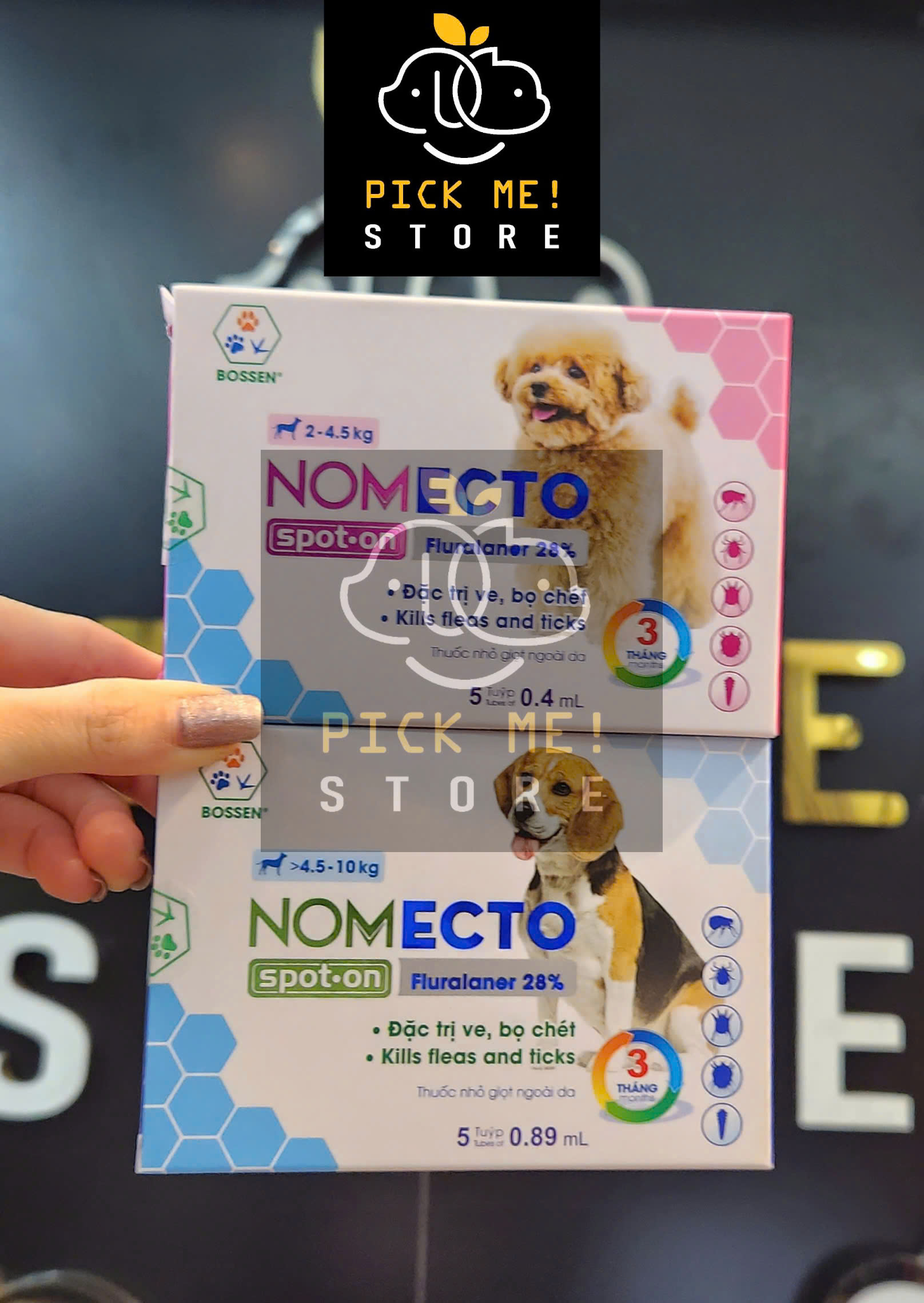 BOSSEN - Nomecto Spot On Nhỏ gáy Ve Rận, Bọ Chét cho Chó