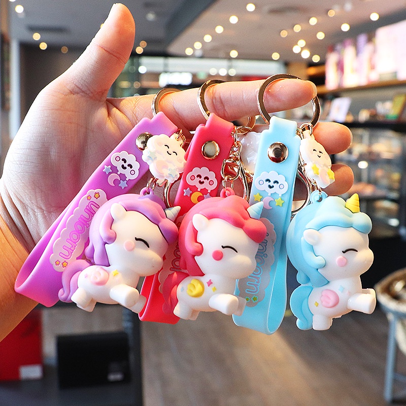 Móc khóa balo túi xách trang trí hình kì lân unicorn đáng yêu nhiều màu