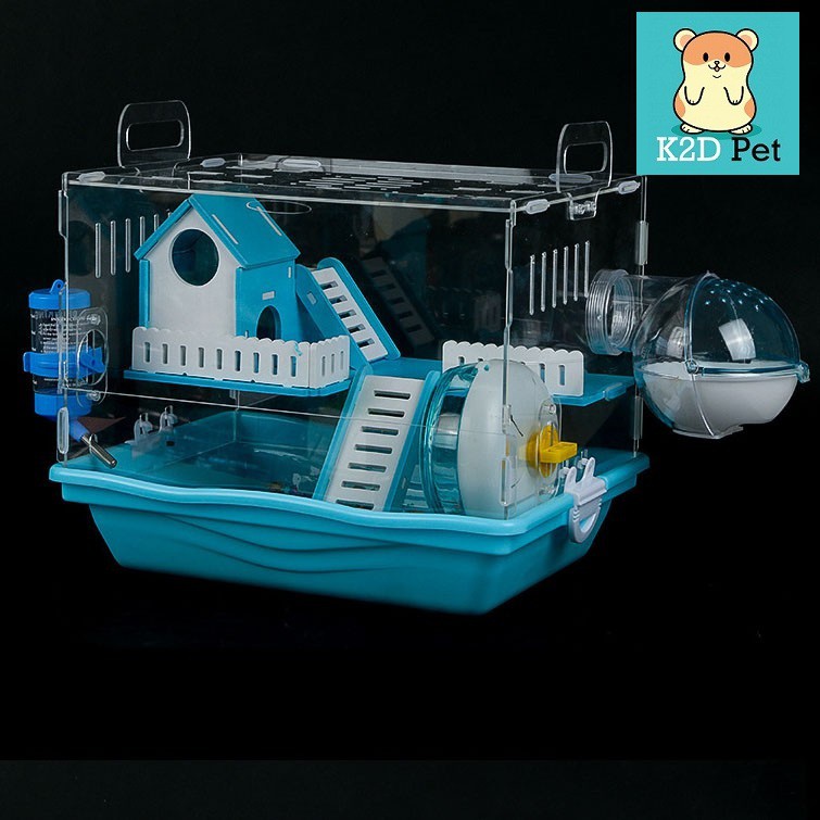 Lồng hamster biệt thự 2 tầng full đồ mica