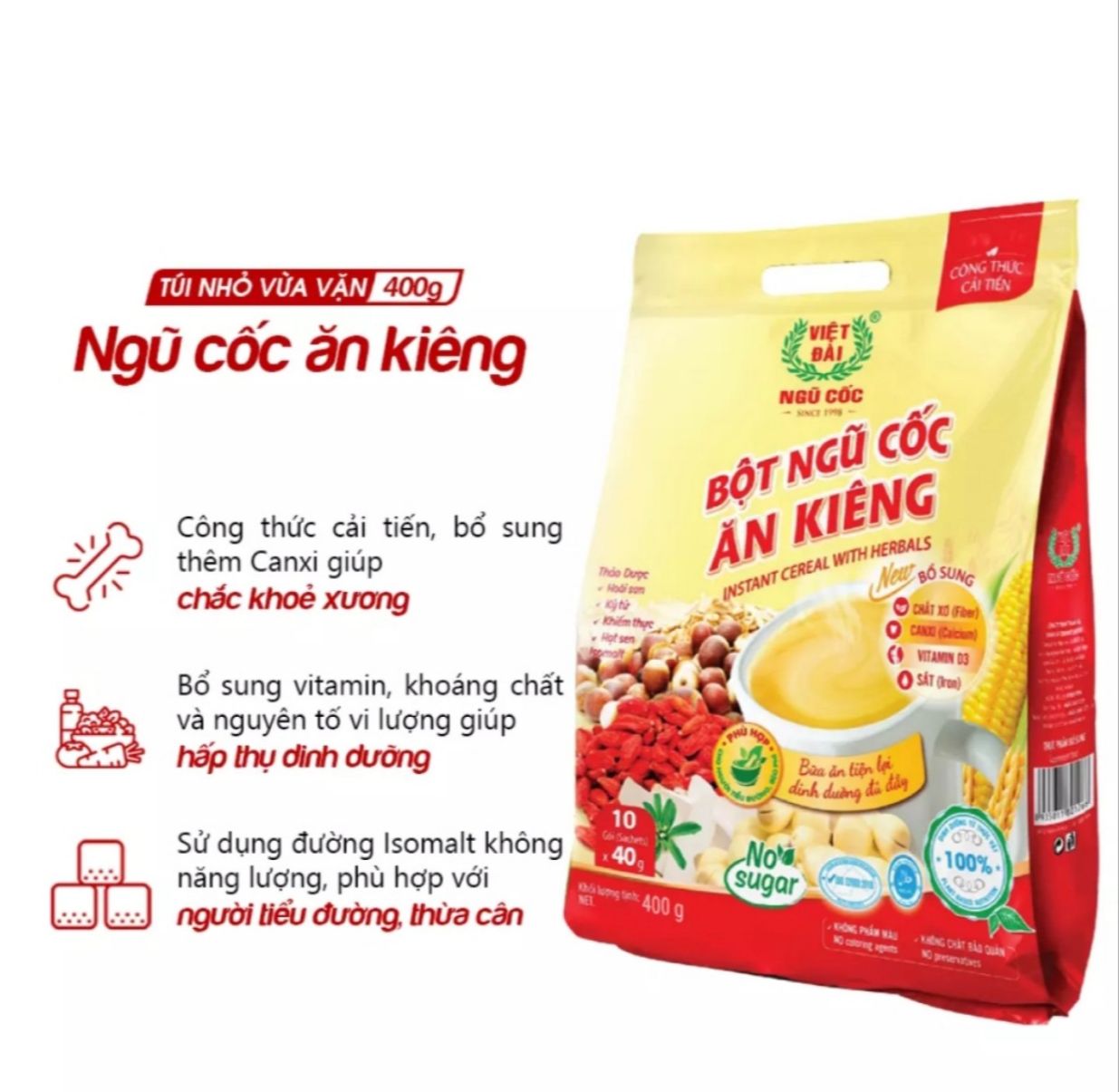 Bột ngũ cốc ăn kiêng việt đài 600g