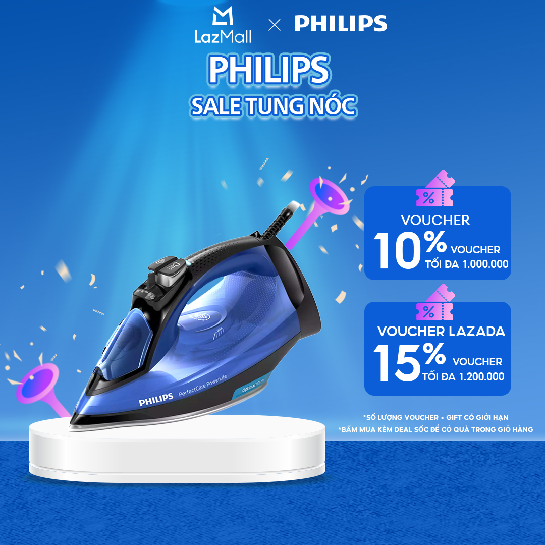Bàn Ủi Hơi Nước Nằm Philips GC3920/20 2200- 2500W-Công Nghệ Optimaltemp, Không Cần Điều Chỉnh Nhiệt Độ - Hàng Phân Phối Chính Hãng - Bảo Hành 24 Tháng
