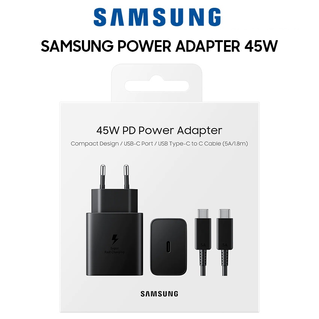 Bộ adapter sạc kèm cáp type c - type c pd 45w samsung ep-t4510x đen - hàng chính hãng