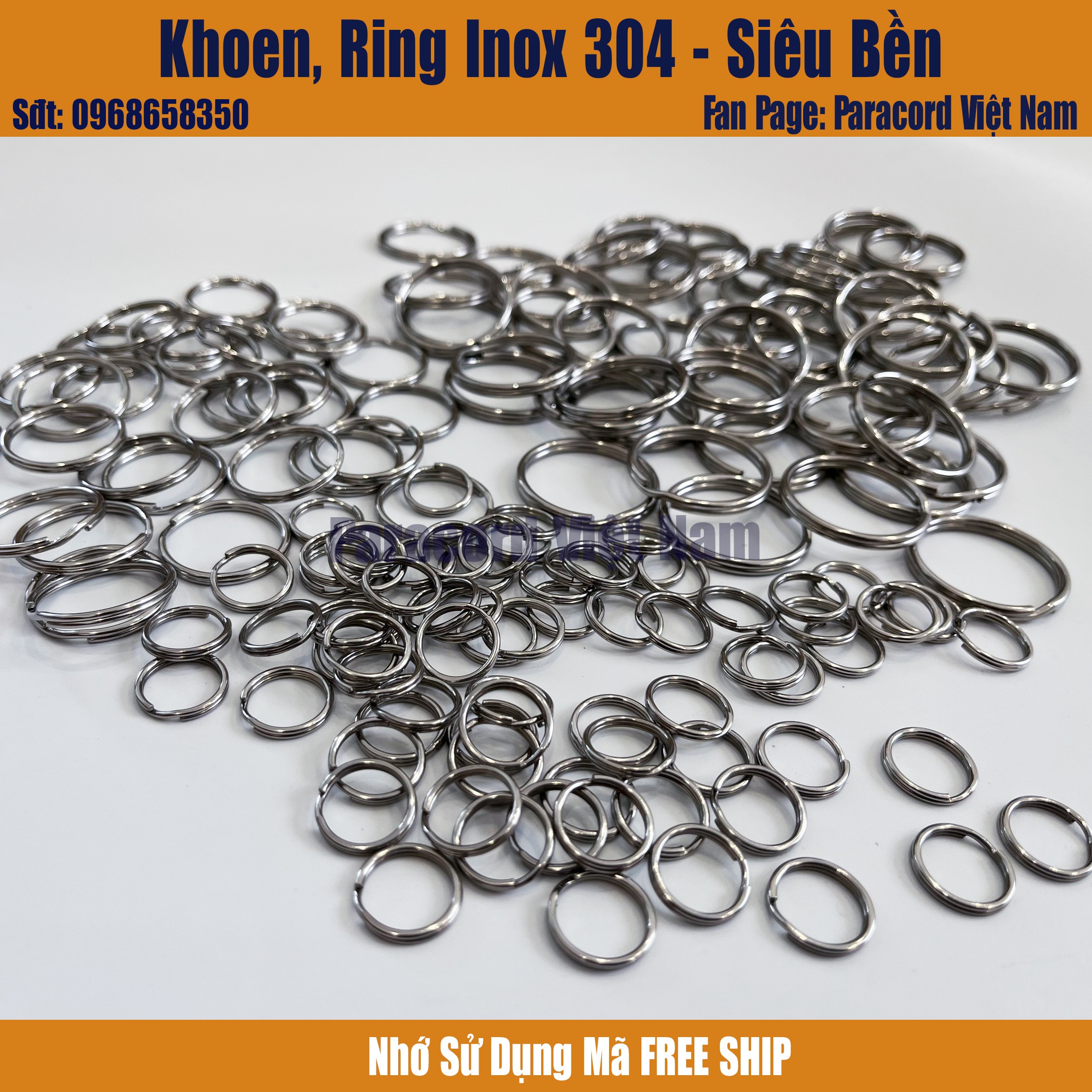 Khoen móc khoá, khoen edc tròn, ring phụ kiện inox 304