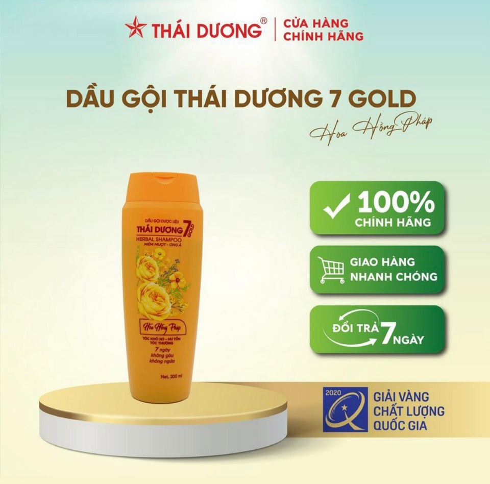 Dầu gội thái dương 7 gold chai 200ml hương hoa hồng pháp dưỡng tóc sạch gàu