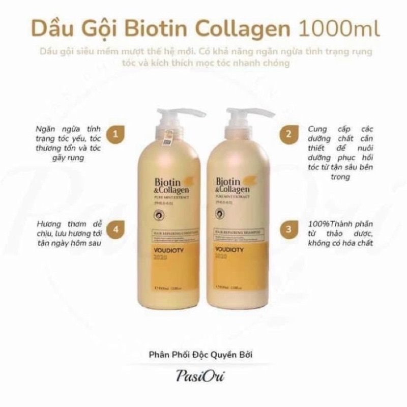 [Chính hãng] Cặp dầu gội xả biotin collagen voudioty