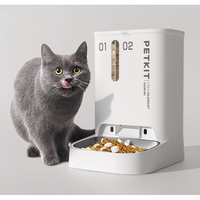 PETKIT GEMINI - Máy cho ăn tự động cho mèo chó thú cưng, 02 ngăn, kết nối app