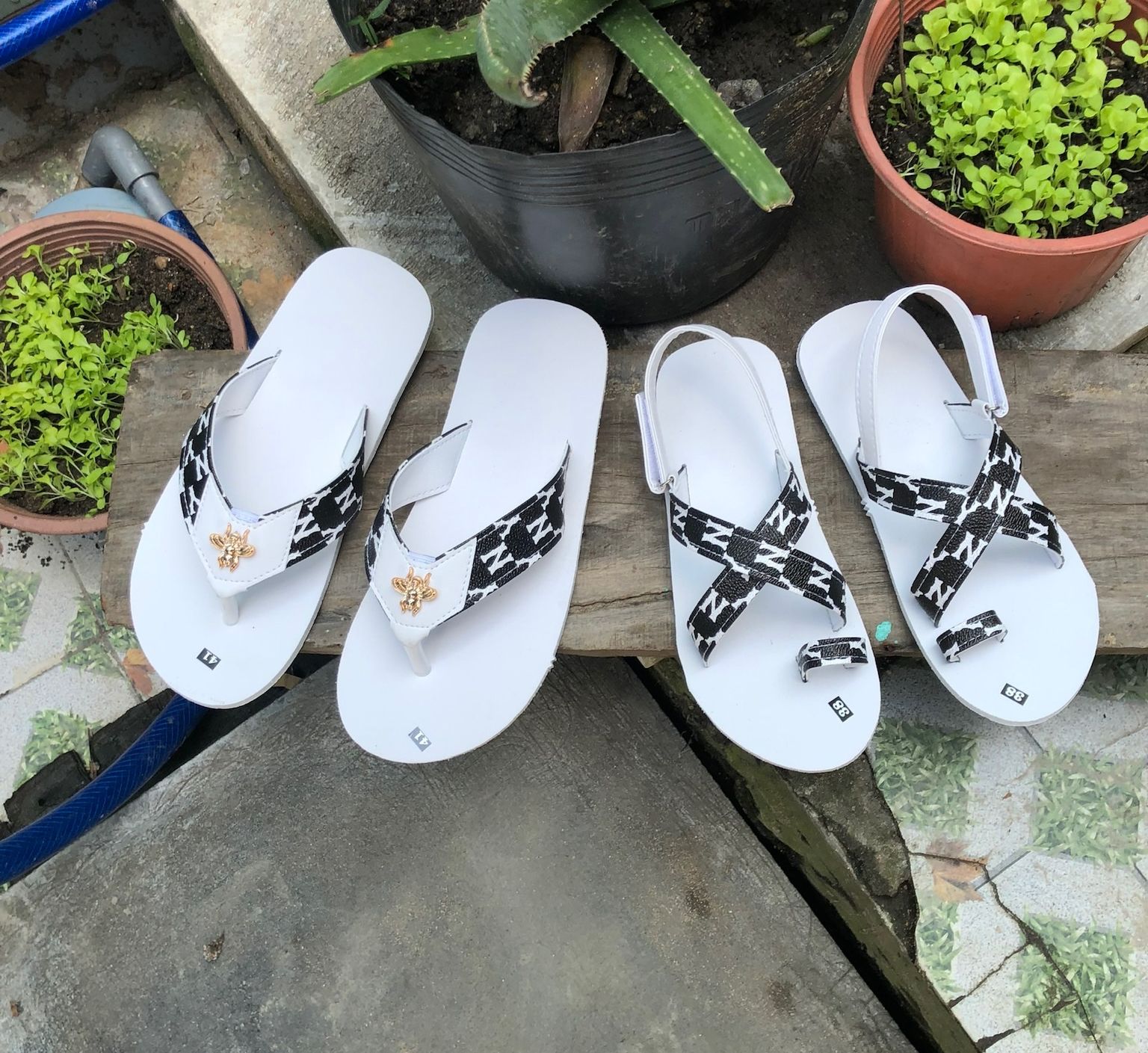 [FREESHIP + HOÀN TIỀN 50K] Dép cặp nam nữ ( đế trắng quai họa tiết Y đen ) size từ 35 đến 43