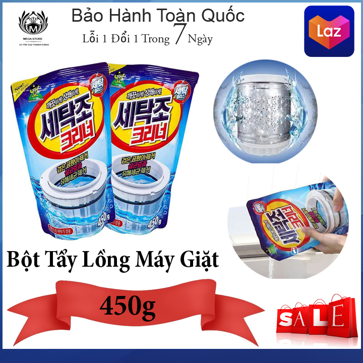 Bột Tẩy Lồng Giặt Hàn Quốc Cao Cấp 450g – Bột Vệ Sinh Máy Giặt Dùng Cho Cả Máy Giặt Lồng Đứng và Lồng Nằm Nang