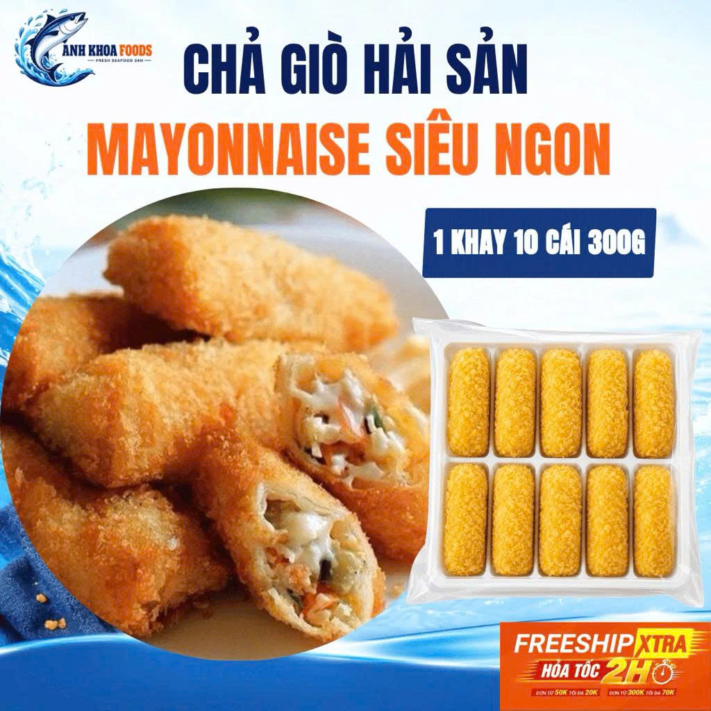 Chả Giò Xốt Mayonnaise Nhân Hải Sản 300G 10 Cái Chiên Giòn - Anh Khoa Foods