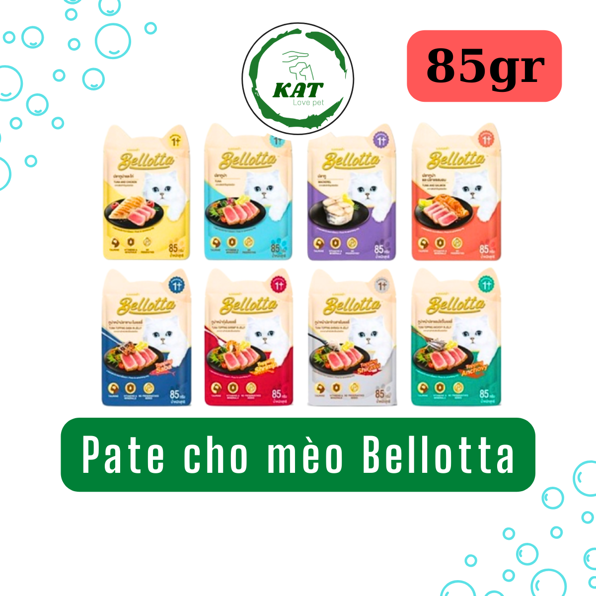 [Gói 85gr] Pate cho mèo Bellotta Mix cá ngừ - Gói 85gr - KAT Store
