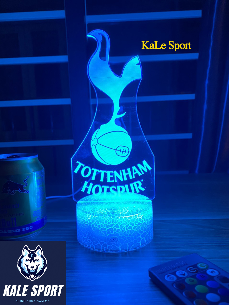 Đèn ngủ 3D CLB bóng đá Tottenham Hotspur đế pha lê kèm điều khiển từ xa - Đèn Led 16 màu