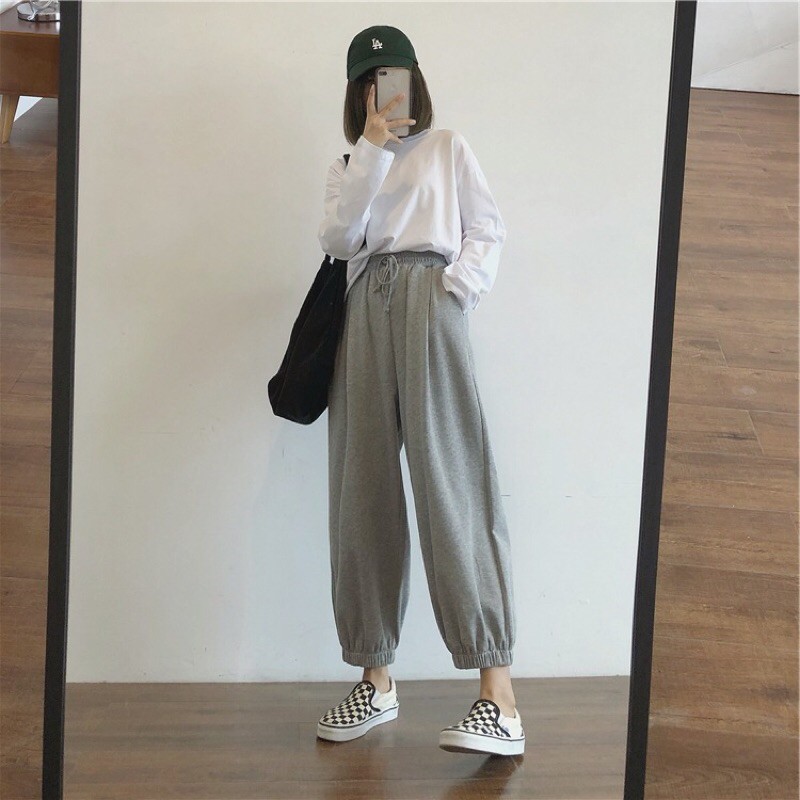 [HCM]Quần jogger nữ ống rộng có bo simple ulzzang Quần nữ thể thao chất mềm mát D008