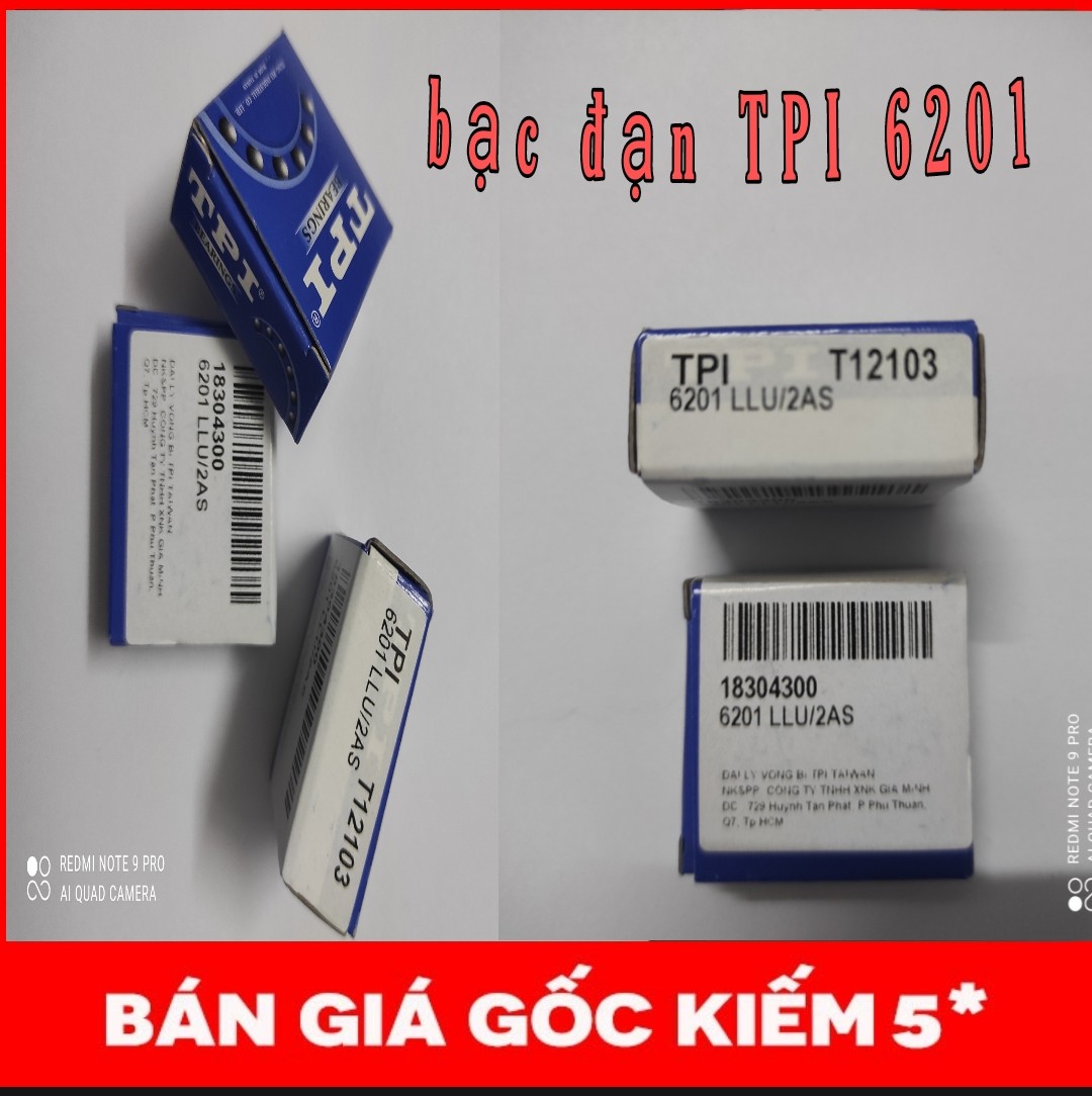 Vòng bi ( bạc đạn) 6201 LLU chính hãng TPI CHO GẮN ĐÙM XE SPACY, ATTILA, WINNER, VISION, SH MODE, SH 150 ( bán lẻ từng vòng)