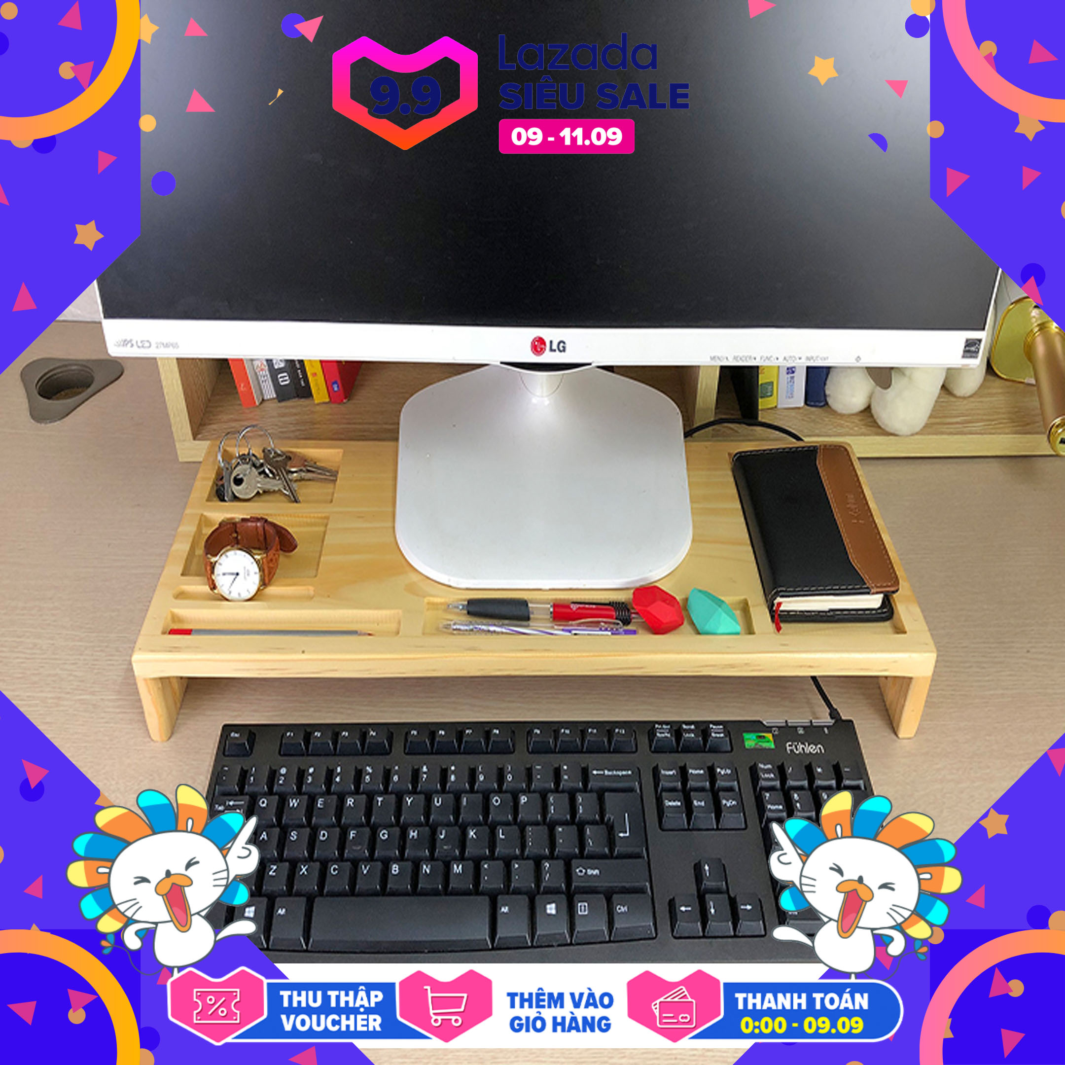 Kệ Gỗ để màn hình PC/Tivi/Laptop thông minh