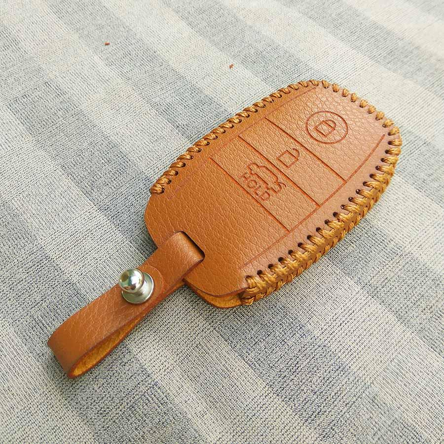 Bao da 3 nút dùng cho chìa smartkey xe hơi Kia