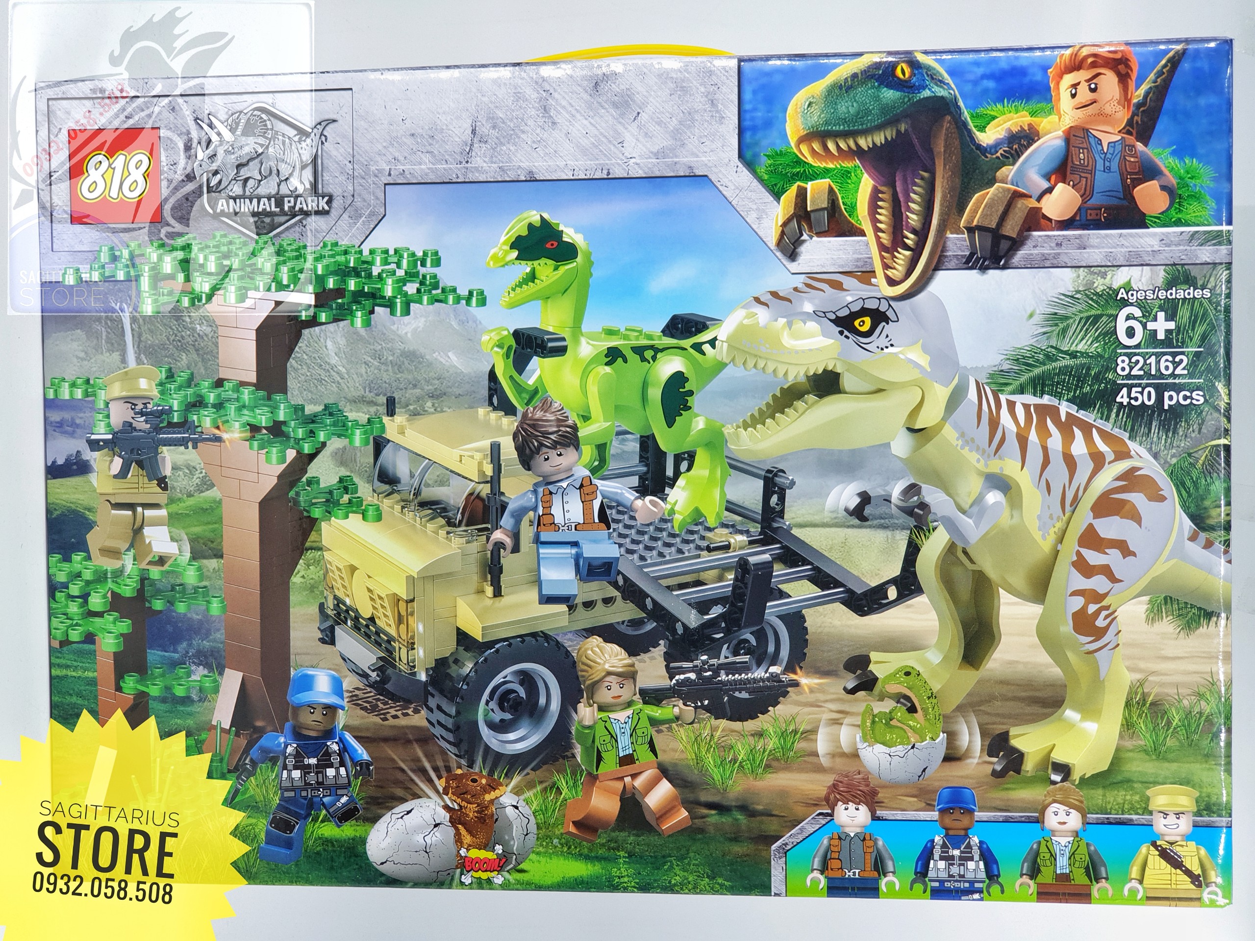 Bộ lego 818 - 82162 lắp ráp công viên khủng long ver2.0