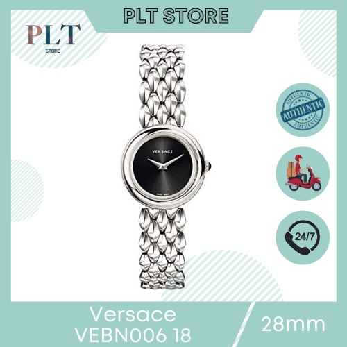 Đồng Hồ Nữ Versace VEBN00618 dây trắng , mặt đen V-Flare ( Size 28mm ) Full Box