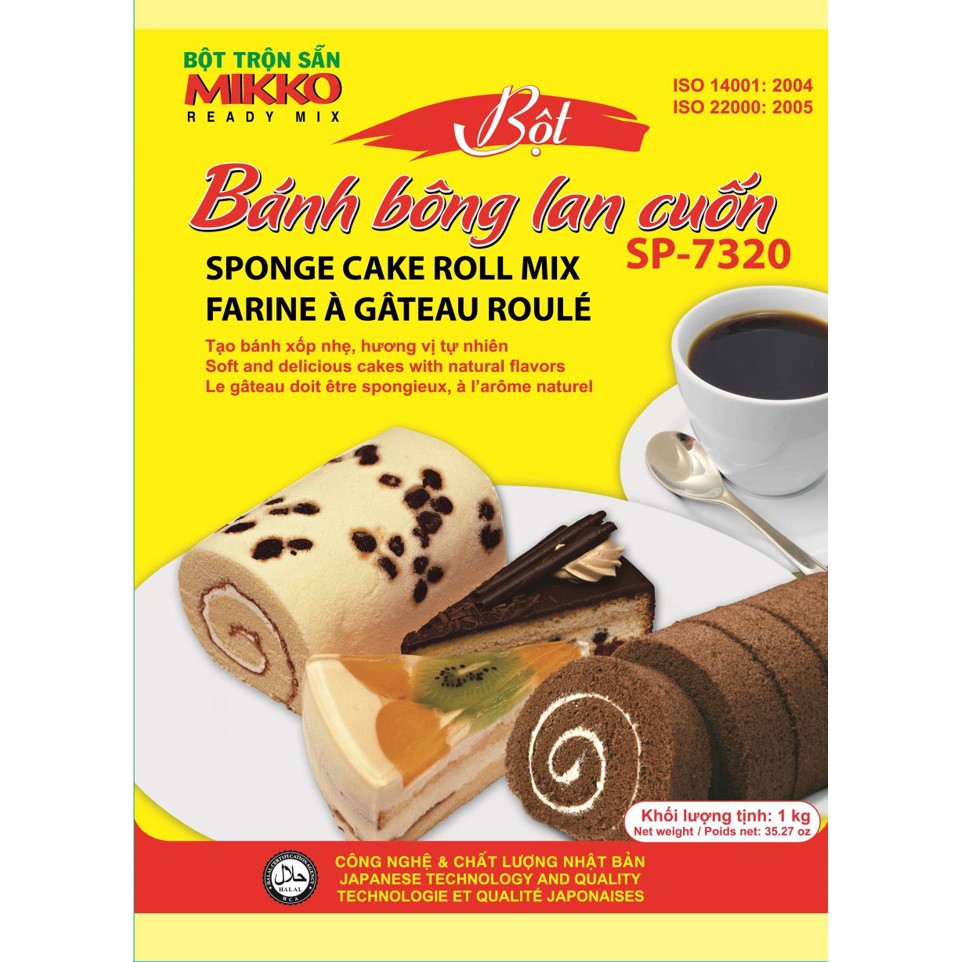 Combo bột bánh bông lan cuốn 1kg x 5 gối