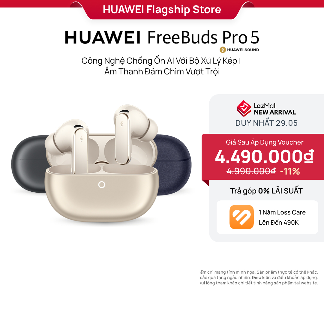 [DUY NHẤT 29.5] Tai Nghe HUAWEI FreeBuds Pro 5 | Công Nghệ Chống Ồn AI Với Bộ Xử Lý Kép | Âm Thanh Đắm Chìm Vượt Trội