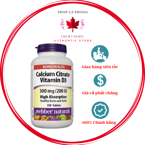 Viên uống hỗ trợ xương và răng với vitamin D3 Webber Naturals
