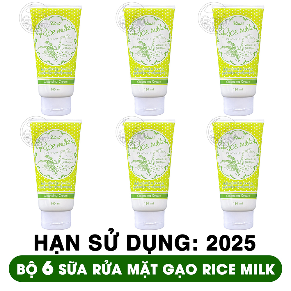 Bộ 6 tuýp sữa rửa mặt gạo civic rice milk Thái Lan 180ml x6 sạch nhờn ngừa mụn an toàn cho da BA TU SHOP