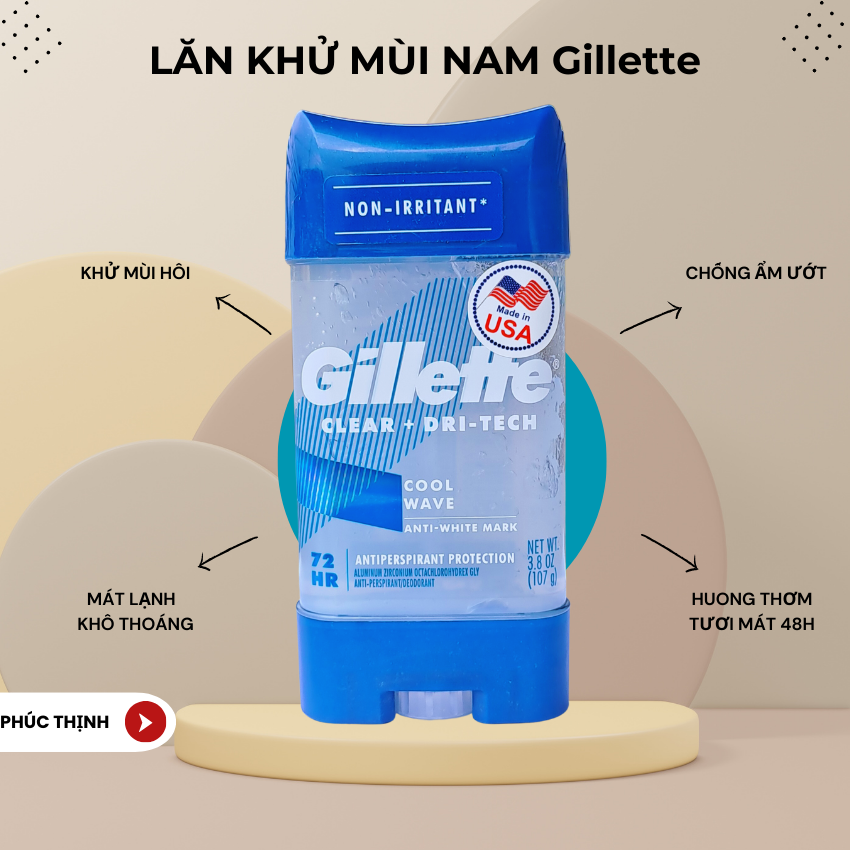 Lăn khử mùi gillette gel 107g mỹ