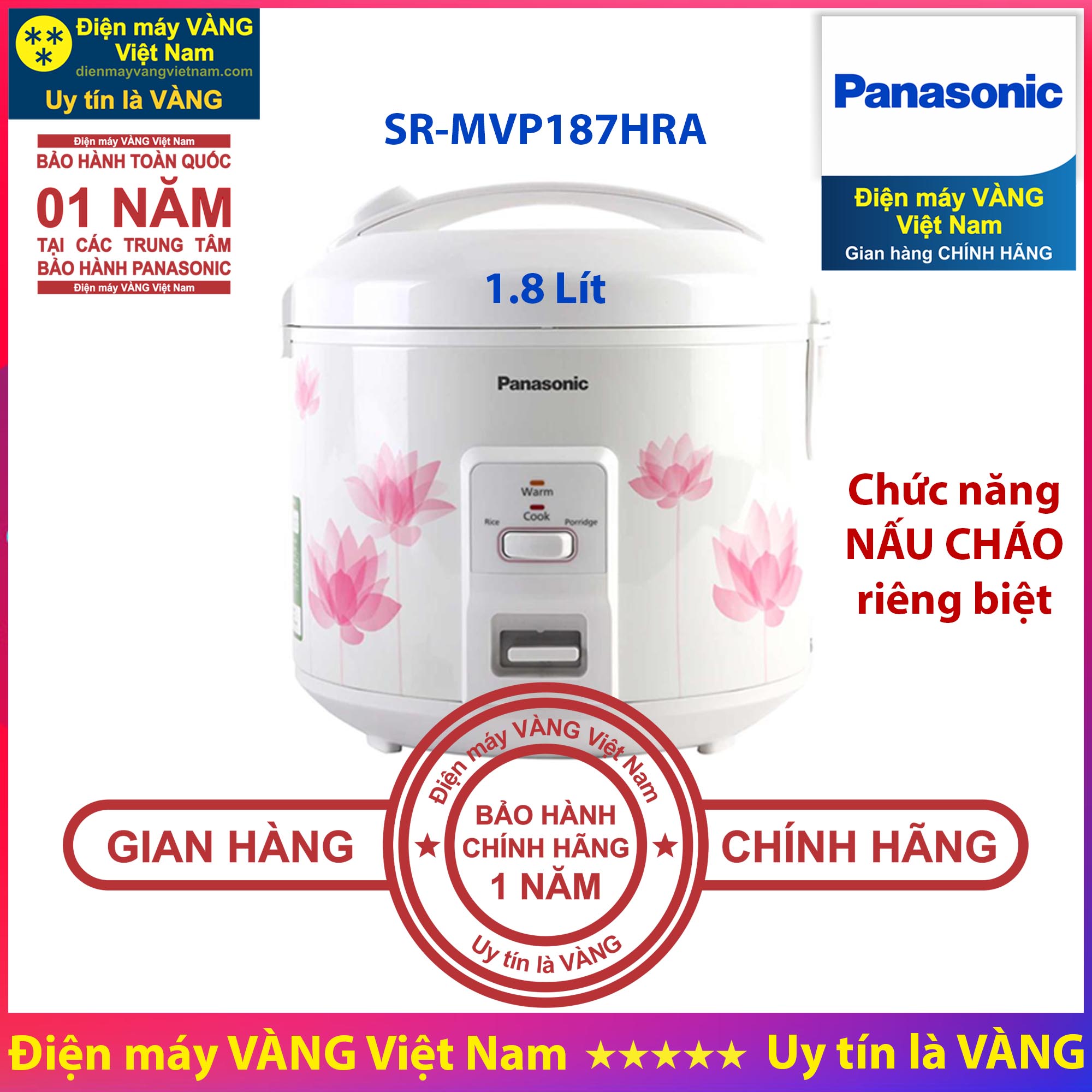 Nồi cơm điện panasonic sr-mvp187hra 1.8 lít - hàng chính hãng