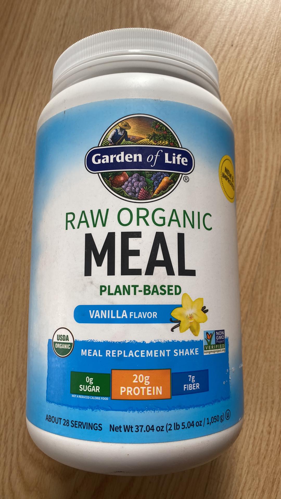BỘT DINH DƯỠNG HỮU CƠ - THUẦN CHAY Garden of Life Meal Replacement Shake - Organic Raw Plant Based Protein Powder, Pro &amp; Prebiotics, Gluten-Free, Non-GMO, KETO, VEGAN, Vanilla 1.050g (37.04oz)