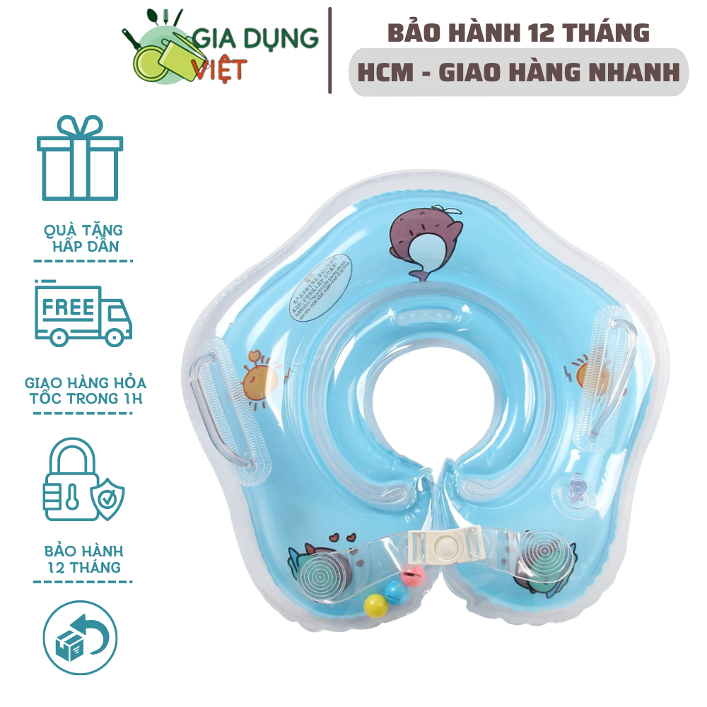 Phao bơi đỡ cổ cho bé từ 2 tháng tuổi, nhựa PVC an toàn, hỗ trợ vận động cho bé