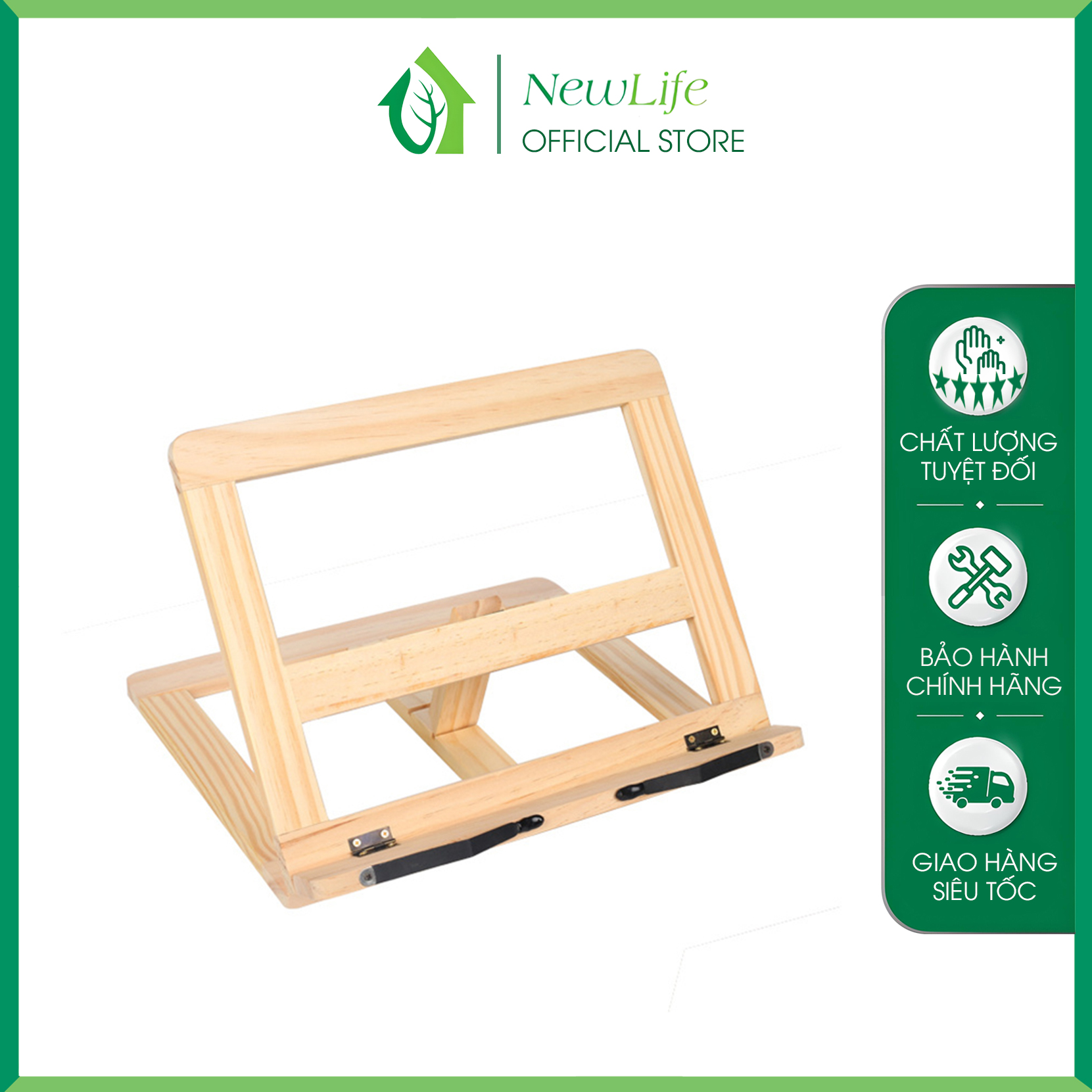 Giá đỡ, kẹp sách, ipad điều chỉnh góc nghiêng, gấp gọn, gỗ thông cao cấp NewLife