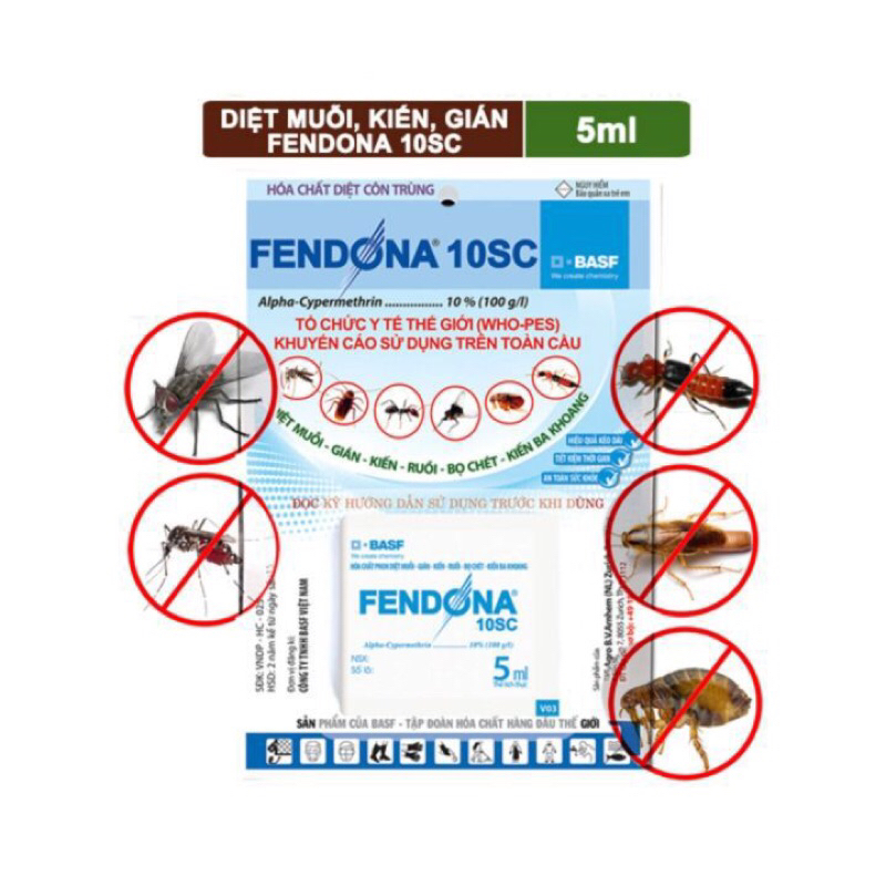 Diệt - Muỗi Gián Kiến Ruồi Bọ Chét Kiến Ba Khoang - FENDONA 10SC 5ml