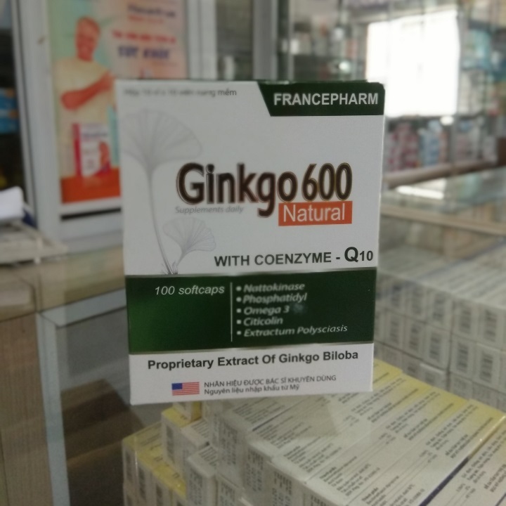 Hoạt huyết dưỡng não GINKGO 600 chính hãng - Giúp bổ não , giảm rối loạn tiền đình , mất ngủ , suy giảm trí nhớ - hộp 100 viên - DATE MỚI.