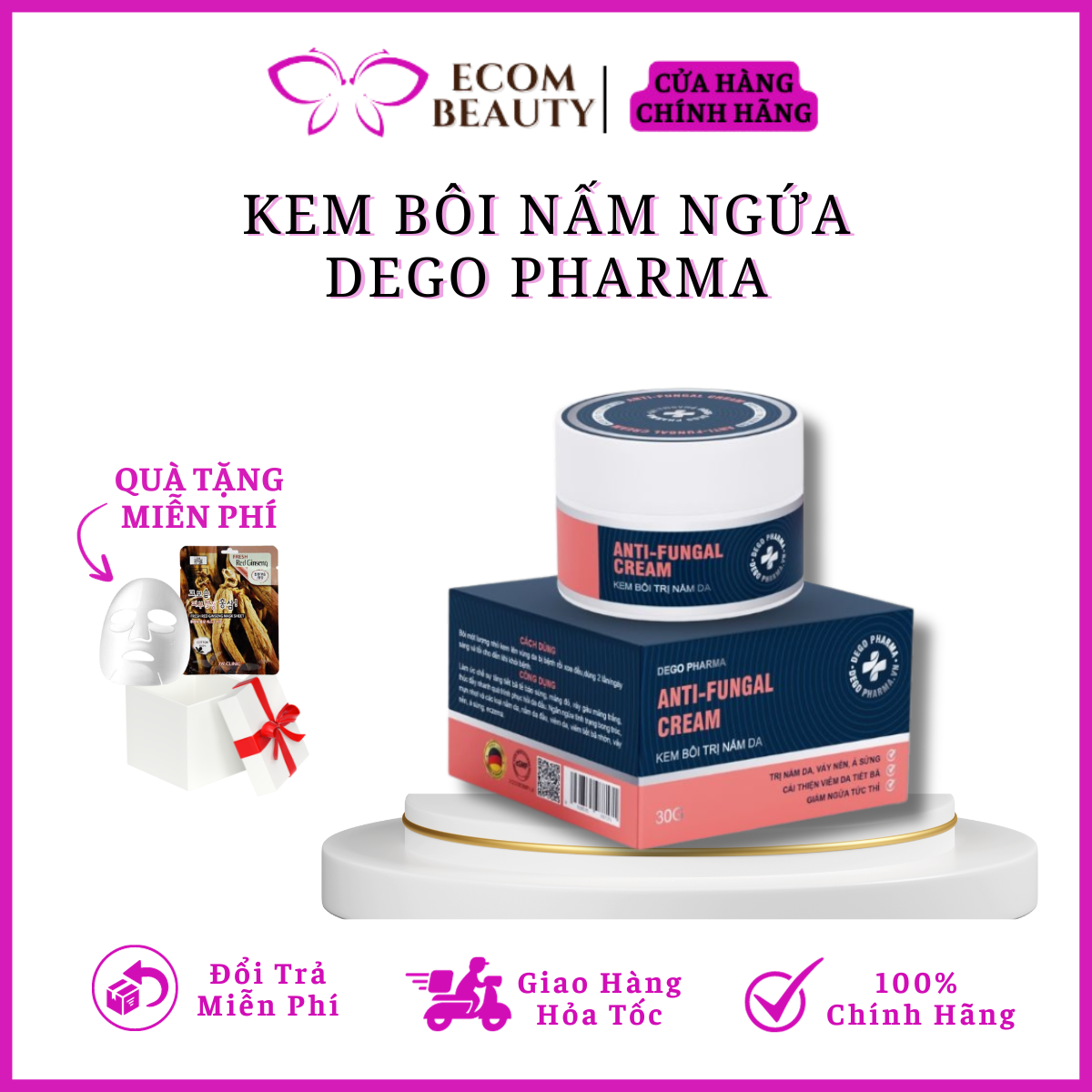 Kem bôi nấm ngứa dego pharma - kem bôi nấm da hắc lào mề đay vảy nến á sừng eczema dego pharma 30g - ecom beauty