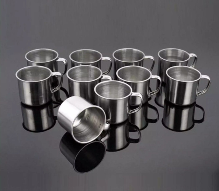 COMBO 8 LY] Ly inox có quai uống nước. Ca làm đá có quai bằng inox/ Dung tích 200ml - Chất liệu inox  đảm bảo an toàn cho sức khỏe