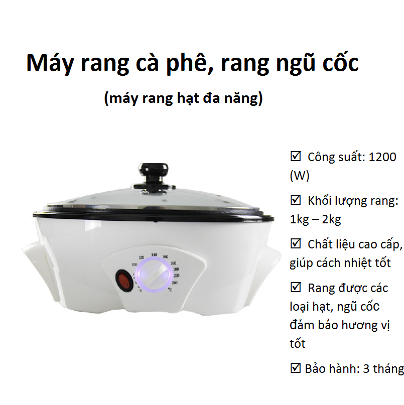 Máy rang cà phê, rang ngũ cốc đa nang