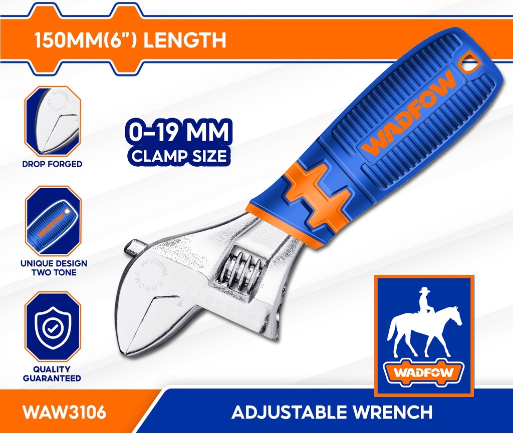 Cờ lê mỏ lết mini 5.5inch mở miệng max 19mm wadfow waw3106