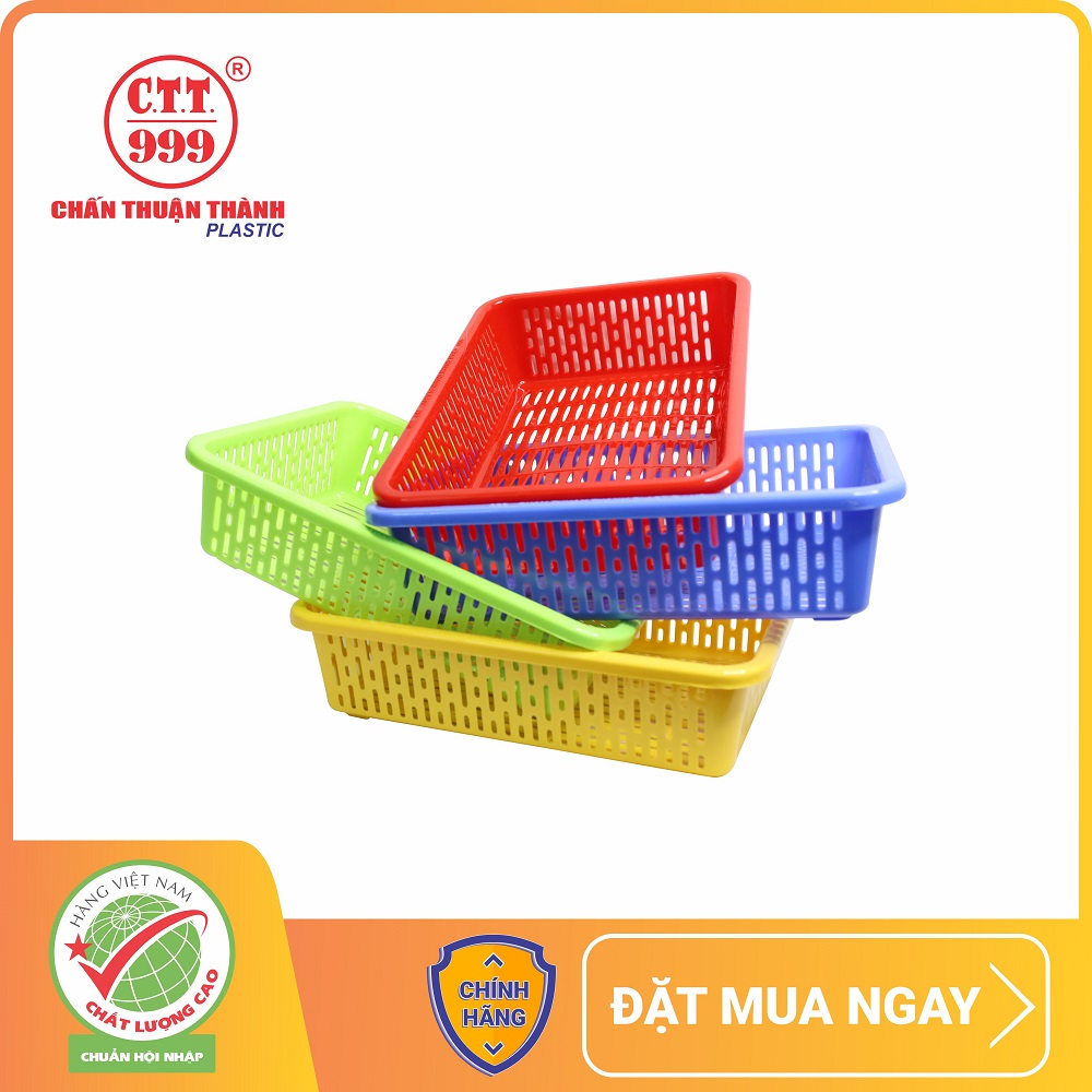 Combo 4 rổ nhựa chữ nhật Chấn Thuận Thành 36x25.5x9cm đựng đồ, đựng rau củ, đa năng tiện dụng RCN3620-4