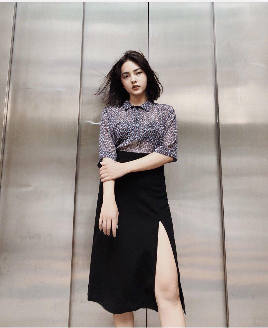 Chân váy dài voan xẻ tà 2 lớp đẹp tuyệt vời 121-1