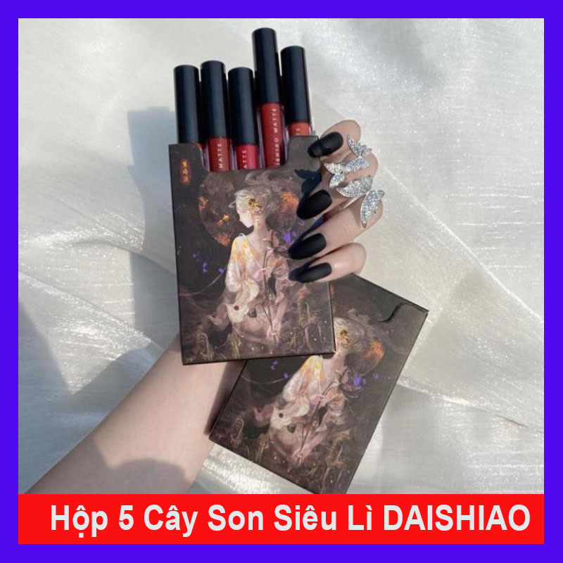 Set son 5 cây son kem Lip Glaze Matte Không Thấm Nước Matt Không Thấm Nước Màu Hồng Lip Tint