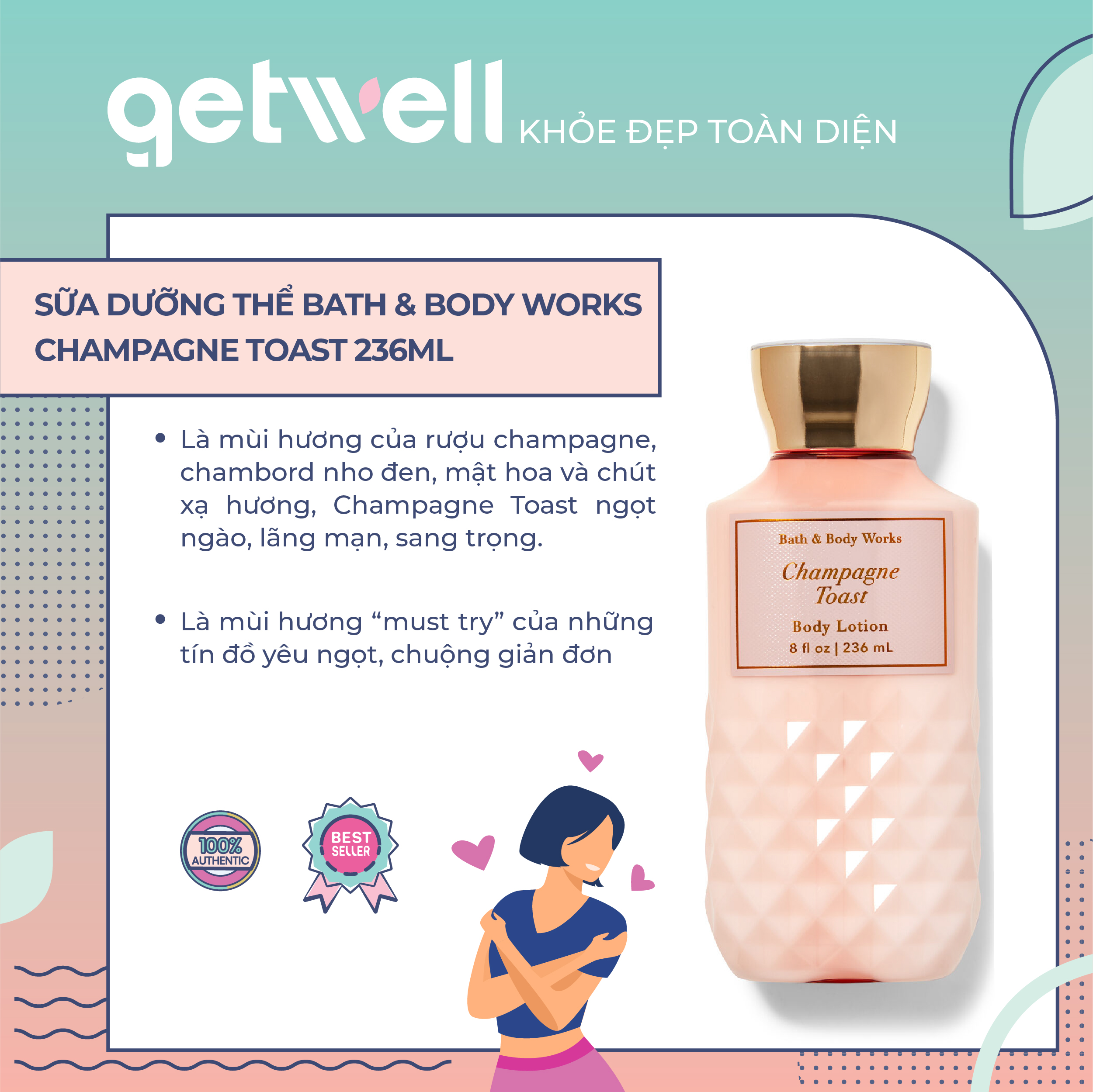 CHAMPAGNE TOAST | Sản Phẩm Dưỡng Toàn Thân Bath & Body Works Body Lotion 236ml